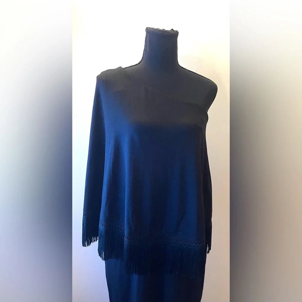 Trina Turk- Black Asymmetrical One-Shoulder Cocktail Dress Size S‎